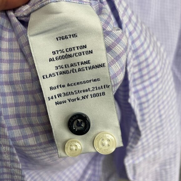 NWOT Duchamp London Men's Size L Slim Fit Button-Up Dress Shirt Purple Checkered - Picture 7 of 8
